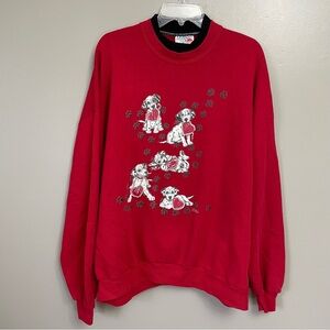 Vintage Morning Sun Dalmatian Dog Sweatshirt Red Women size 3X heart